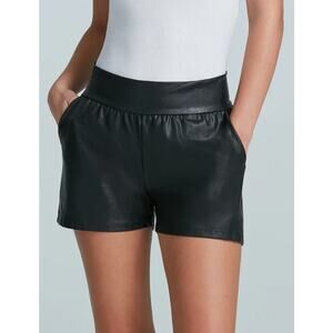 Comando Faux Leather Relaxed Short Stretch Elastic Waist Pull On Black Size S